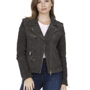 Silent New York Woman's 100% Suede Leather Moto Jacket Size M Brown NWT